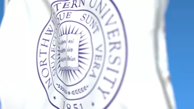 Northwestern University flag waving