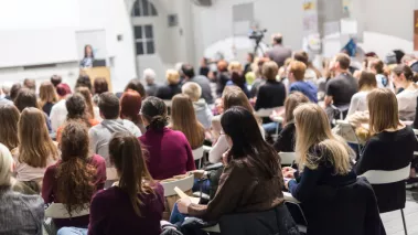 speaker giving presentation in lecture hall at university workshop 