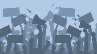 Silhouette crowd of people protesters 