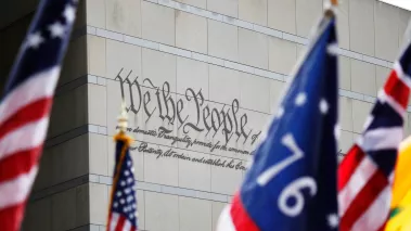 Historic American flags are flown to commemorate Flag Day at the National Constitution Center in Philadelphia 