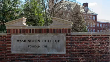 Entrance sign at Washington College in Chesterton, Maryland