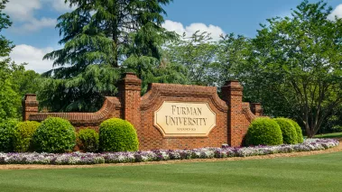Entrance sign at Furman University in Greenville, South Carolina.