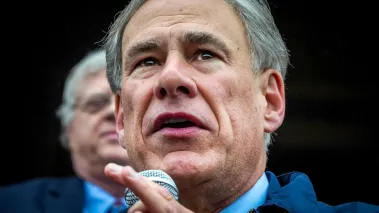 Texas Governor Greg Abbott speaks at the state capitol