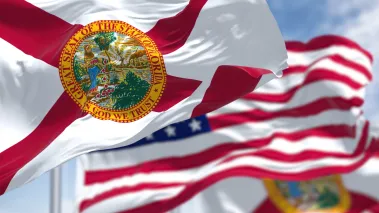 Florida flag waving in the wind