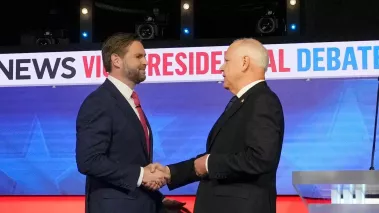 Ohio Sen. JD Vance and Minnesota Gov. Tim Walz start their vice presidential debate on Oct. 1, 2024