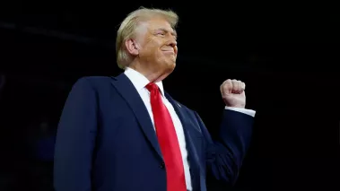 Former President Donald Trump delivers remarks at a campaign rally at the Santander Arena on October 9 2024 in Reading, Pennsylvania