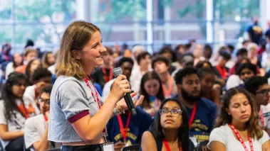 Student speaking at the 2024 FIRE Free Speech Leadership Summit