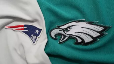Logo of NFL Teams New England Patriots and The Philadelphia Eagles on clothes