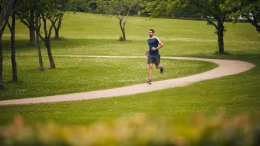 Man running in park