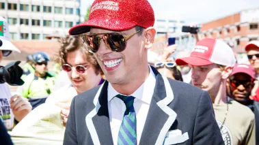 Milo Yiannopoulos at the Boston Straight Pride Parade and Rally in 2019