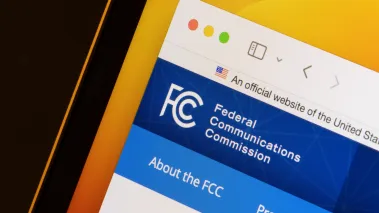 Homepage of the Federal Communications Commission as seen on a smartphone screen