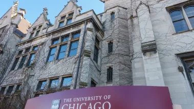 University of Chicago sign in front of a building