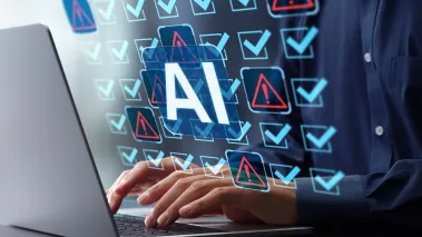 AI-powered automated debugging or diagnostics system engineer using laptop