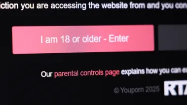Age verification page on website