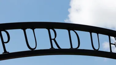 Purdue University sign in West Lafayette Indiana