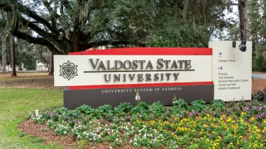 Valdosta State University ground sign is shown Valdosta, Georgia