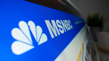 Close-up view of MSNBC logo on its website