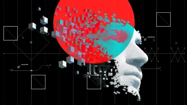 Abstract 3D illustration of digital human face