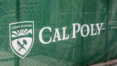 Sign on the campus of California Polytechnic State University in San Luis Obispo in 2025