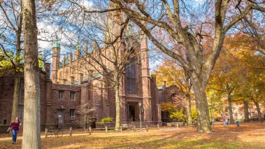 Dwight Hall at Yale University on an autumn day in New Haven, Connecticut.
