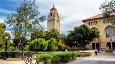 Hoover tower and Green Library at Stanford University in Palo Alto.