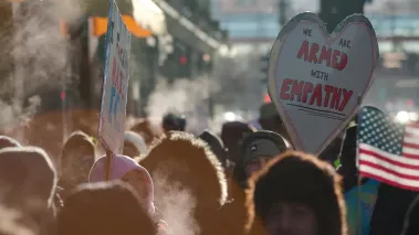 Jan. 23, 2026 – Protesters opposing ICE fill the streets of Minneapolis in subzero temperatures.