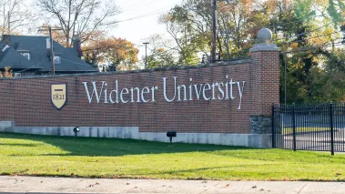 Widener University sign in Chester Pennsylvania