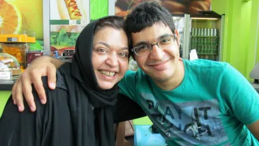 CAPTION: I always feel uneasy sharing this picture of the last time I saw my mom in Tehran International Airport.