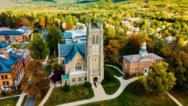 Aerial view of the cathedral at Williams College in Massachusetts
