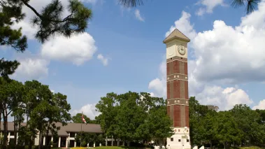 Bell tower at Pensacola State College campus in Florida.