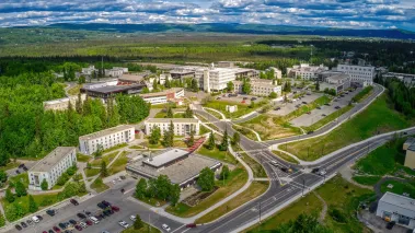 Aerial view of University of Alaska campus in Fairbanks (Image via Shutterstock.com)