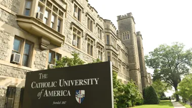 Catholic University of America sign in Washington DC (Image via Shutterstock.com)