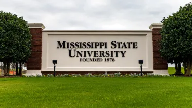 Mississippi State University entrance sign in Starkville (Image via Shutterstock.com)