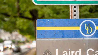 Road sign on the University of Delaware campus in Newark (Image via Shutterstock.com)