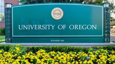 University of Oregon sign in Eugene (Image via Shutterstock.com)
