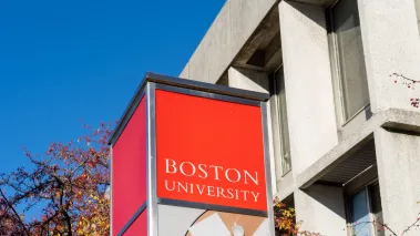 Boston University sign at the campus in Massachusetts (Image via Shutterstock.com)