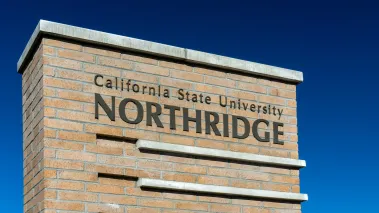 Entrance sign to California State University Northridge a public university in the Northridge neighborhood of Los Angeles (Image via Shutterstock.com)