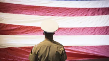 Marine and U.S. flag