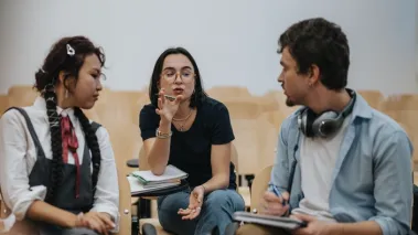 students debating in a class