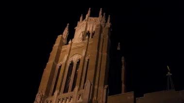 Marquette Hall in Milwaukee at night (Image via Shutterstock.com)