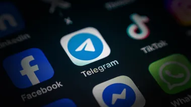 Telegram logo on smartphone