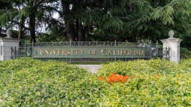 University of California sign outside the UC Berkeley campus. (Image via Shutterstock.com)