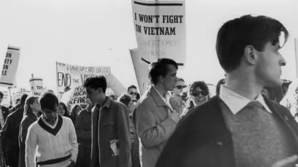 Haverford students join a protest against the war in Vietnam