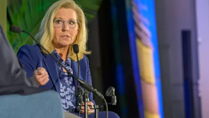 Former U.S. Congresswoman Liz Cheney at the New Orleans Book Festival at Tulane University in 2024