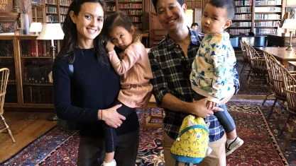 Choi with her husband and two children