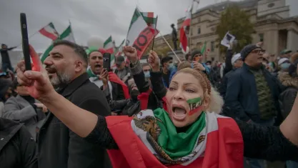 Iranians protest in Trafalgar Square, London 
