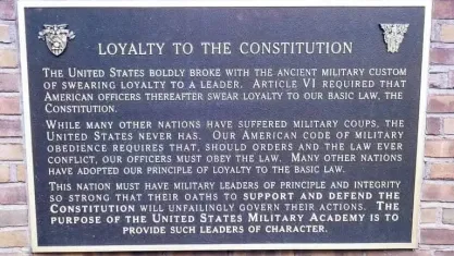A plaque displayed at the U.S. Military Academy at West Point