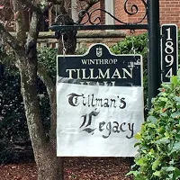 installation featured small figures hanging from the trees outside Winthrop’s Tillman Hall alongside a sign reading “Tillman’s Legacy