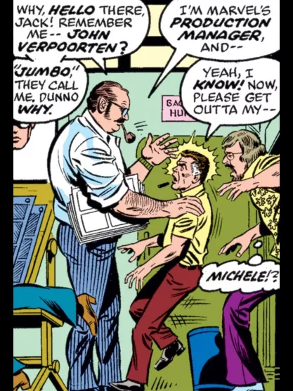 Panel from FF #176: Kirby bumps into Verpoorten