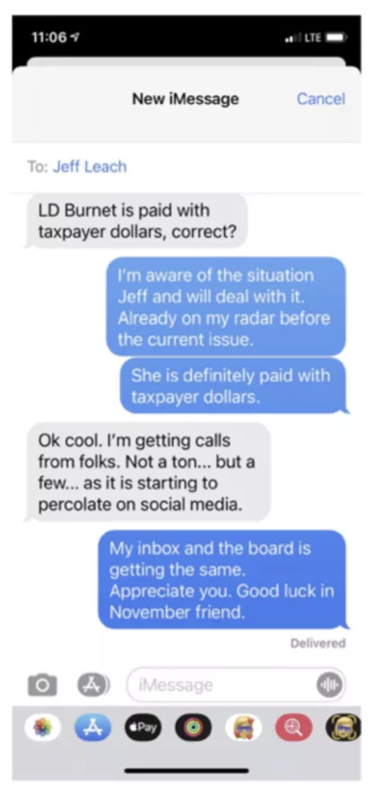 Text message screen shot